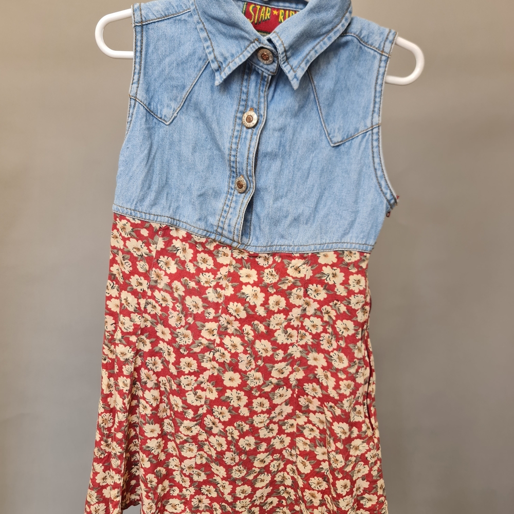 *Vintage -Star Ride Denim and Floral Dress